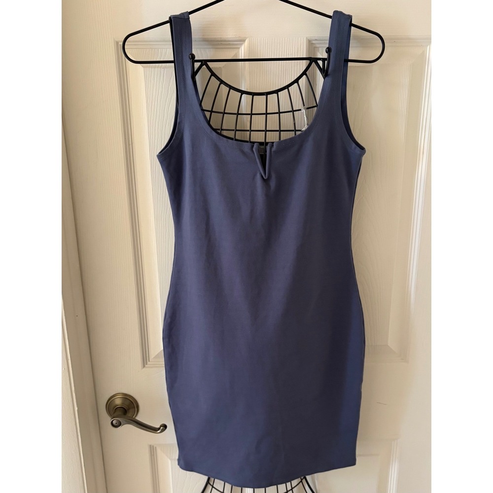 Haley & June Women's Large Blue Bodycon Mini Dress Notch Neck Sleeveless